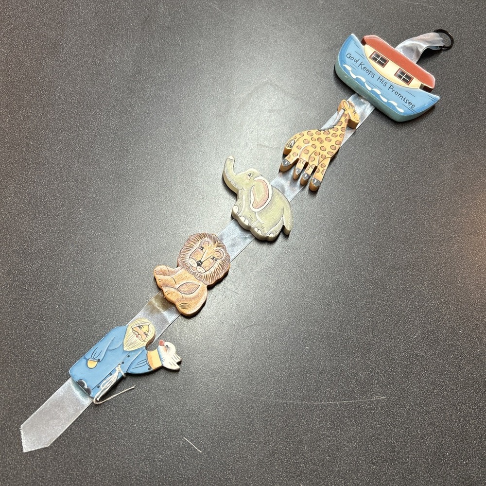 VTG Noah's Ark Hand Painted Carved‎ Wooden Primitive Garland Wall Decor Swag